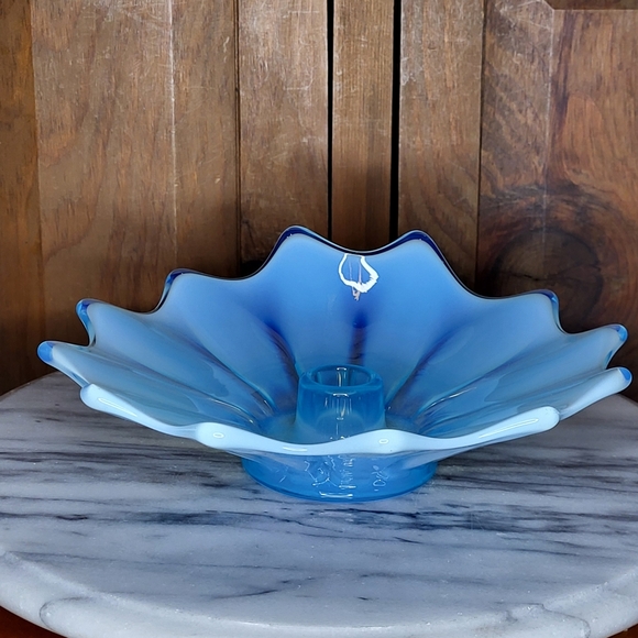 Elegant Blue Glass Art Bowl - Picture 3 of 13